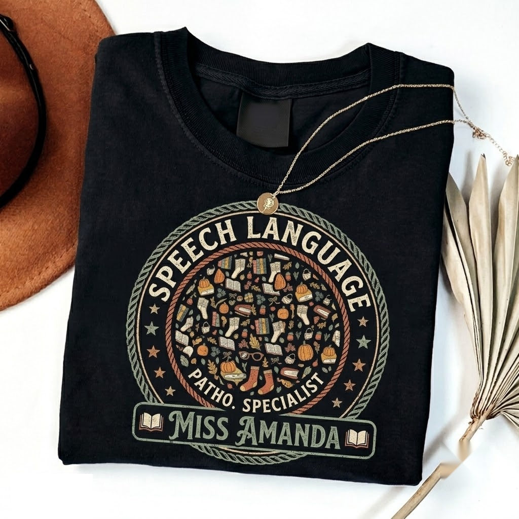 Cozy Autumn Retro Speech Language Pathologist SLP Pumpkin Gift Unisex TShirt