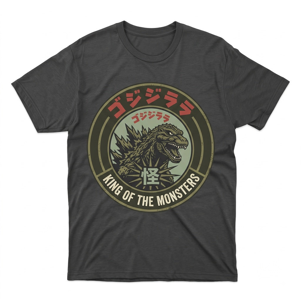 Vintage Kaiju Monster Movie Poster Minimalist Japan Atomic Creature Graphic Art Unisex TShirt