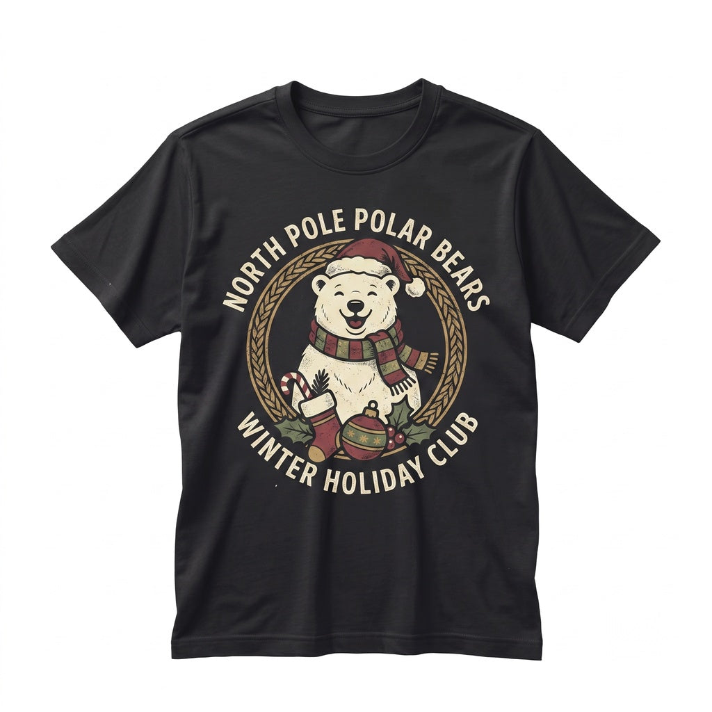 Three Festive Polar Bears Vintage Graphic Holiday Animal Christmas Gift Unisex TShirt
