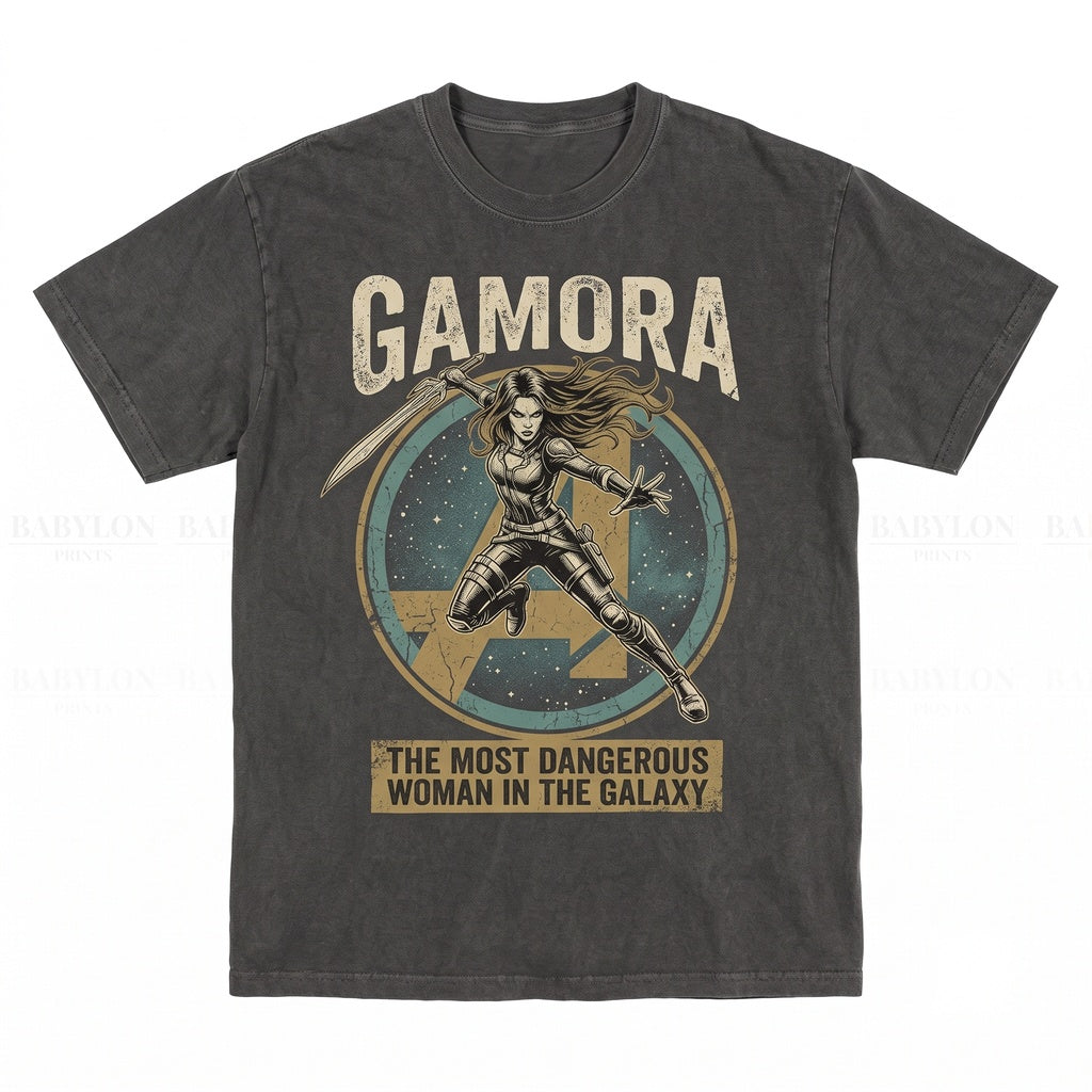 Vintage Gamora Graphic Superhero Sci-Fi Cosmic Warrior Retro Apparel Unisex TShirt