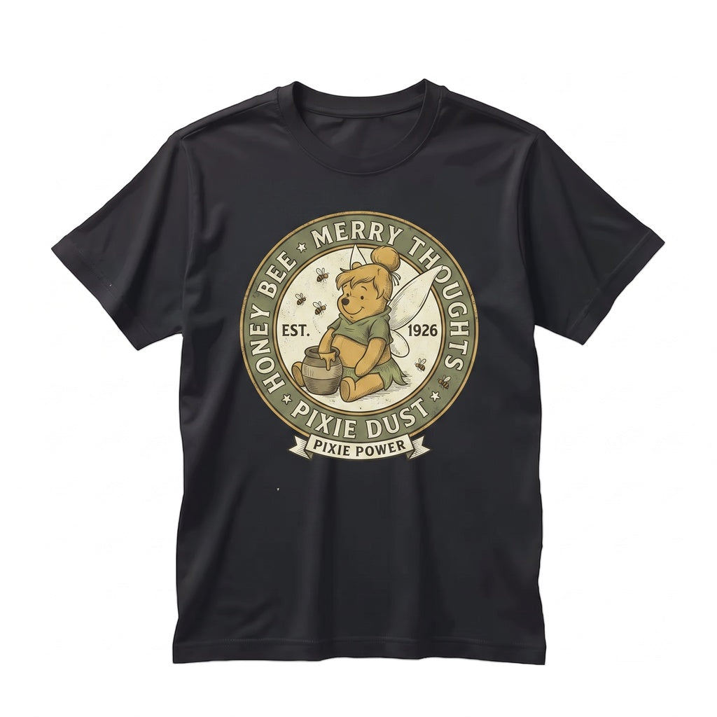 Retro Funny Pooh Fairycore Cute Honey Bear Whimsical Pixie Graphic Cartoon Apparel Gift For Her Unisex TShirt