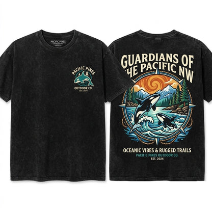 Embroidered Orca Killer Whale Ocean Lover Gift Unisex Wash T-Shirt