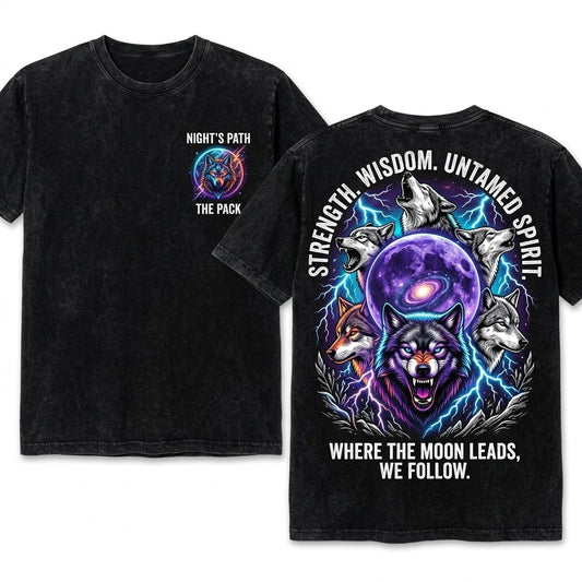 Vintage Werewolves Full Moon Howling Gothic Horrorcore 90s Mythical Halloween Unisex Wash T-Shirt
