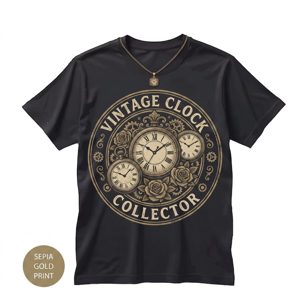 Vintage Clock Collector Steampunk Horology Antique Watch Timepiece Enthusiast Retro Dad Gift Unisex TShirt