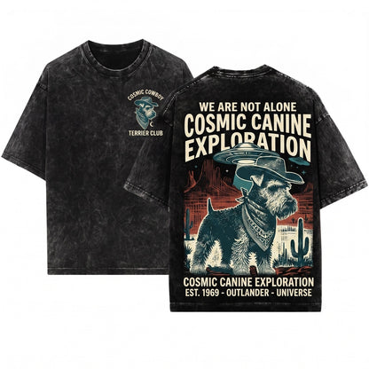 UFO Alien Welsh Terrier Western Cowboy Ranch Country Gift for Dog Mom Dad Unisex Wash T-Shirt