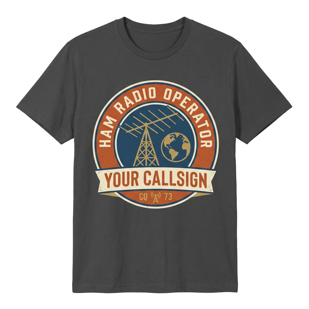 Personalized Ham Radio Operator Apparel, Custom Callsign Amateur Enthusiast Present, Vintage Tech Hobbyist Clothing, Unisex TShirt