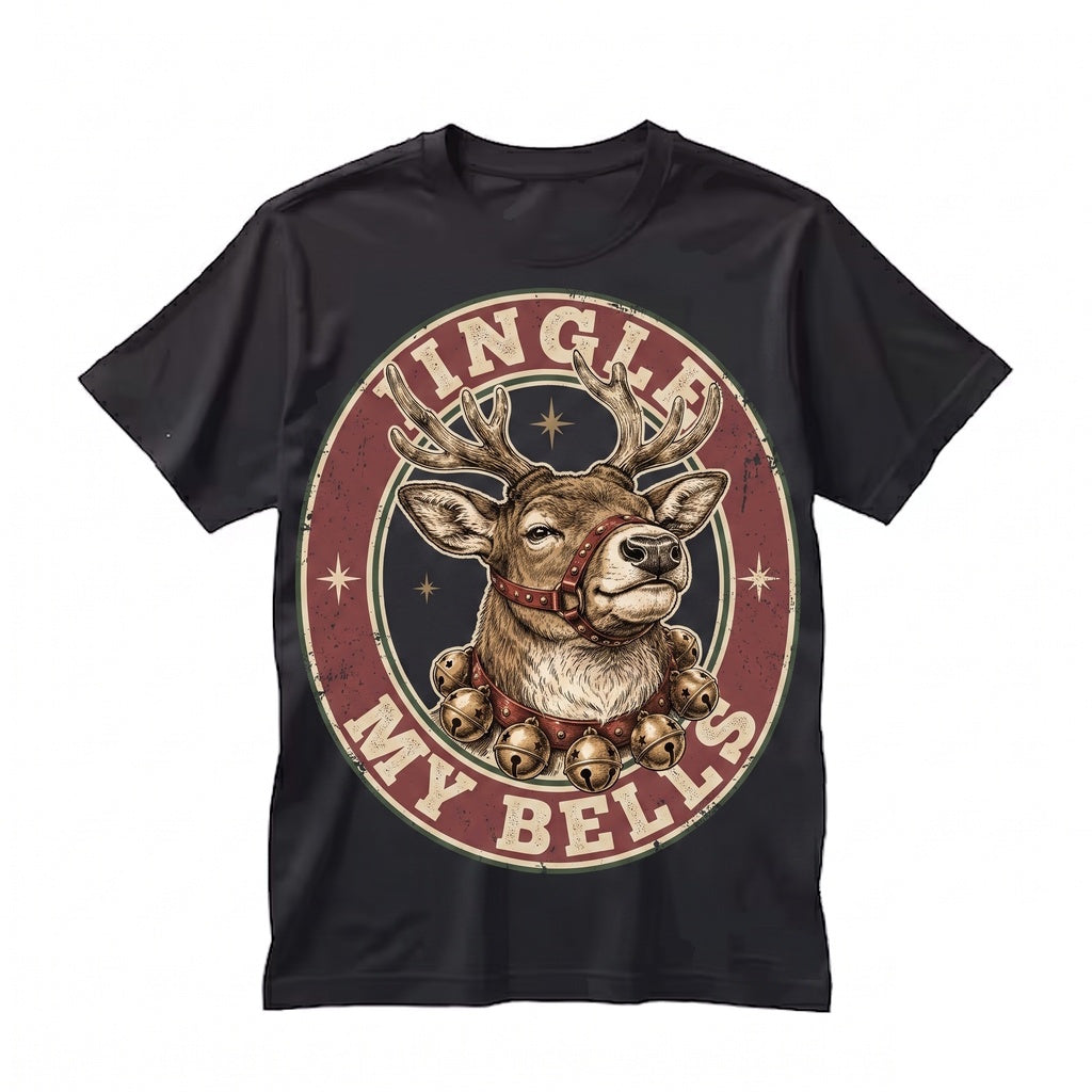 Funny Jingle My Bells Reindeer Holiday Graphic Retro Humor Christmas Gift Unisex TShirt