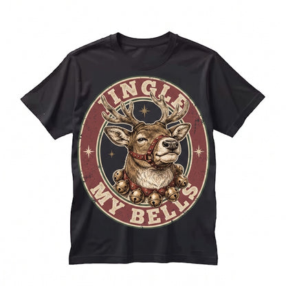 Funny Jingle My Bells Reindeer Holiday Graphic Retro Humor Christmas Gift Unisex TShirt