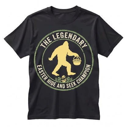 Funny Easter Bigfoot Basket Eggs Cute Bunny Sasquatch Holiday Novelty Gift Womens Graphic Unisex TShirt