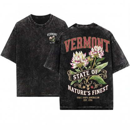 Vermont State Botanical Flower Gardening Travel Gift Mother Girlfriend Unisex Wash T-Shirt