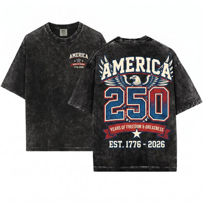 250 Years of Greatness America Independence USA Patriotic Unisex Wash T-Shirt