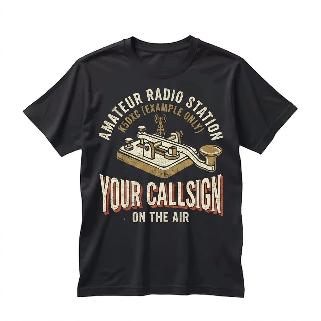 Custom Amateur Ham Radio Operator Callsign Graphic Personalized Morse Code Key Unisex TShirt