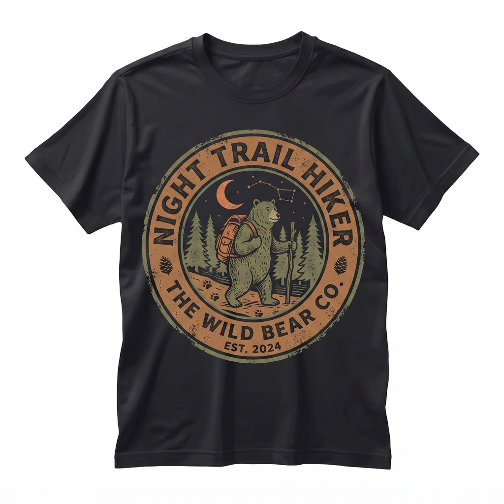 Vintage Hiking Bear Graphic Forest Adventure Rustic Outdoor Camping Gift Unisex TShirt