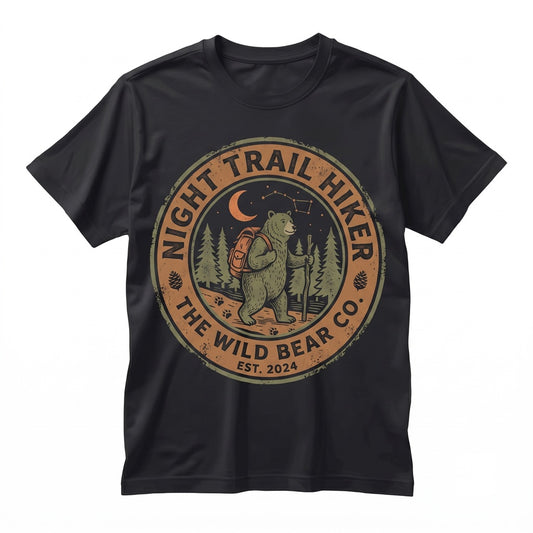 Vintage Hiking Bear Graphic Forest Adventure Rustic Outdoor Camping Gift Unisex TShirt