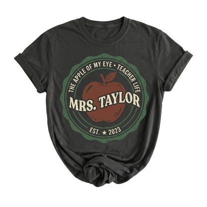 Customized Name Back To School Kindergarten Teacher Apple Cute Matching Preschool First Grade Educator Apparel Unisex TShirt