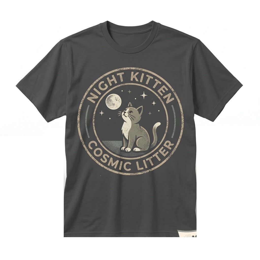 Vintage 90s Cute Kitten Full Moon Graphic Cats Lover Mom Animal Gift for Her Unisex TShirt