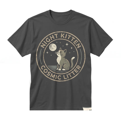 Vintage 90s Cute Kitten Full Moon Graphic Cats Lover Mom Animal Gift for Her Unisex TShirt