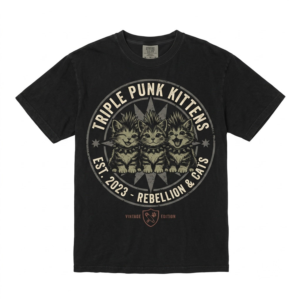 Punk Rock Heavy Metal Mohawk Cat Lover Alternative Edgy Kitten Graphic Unisex TShirt
