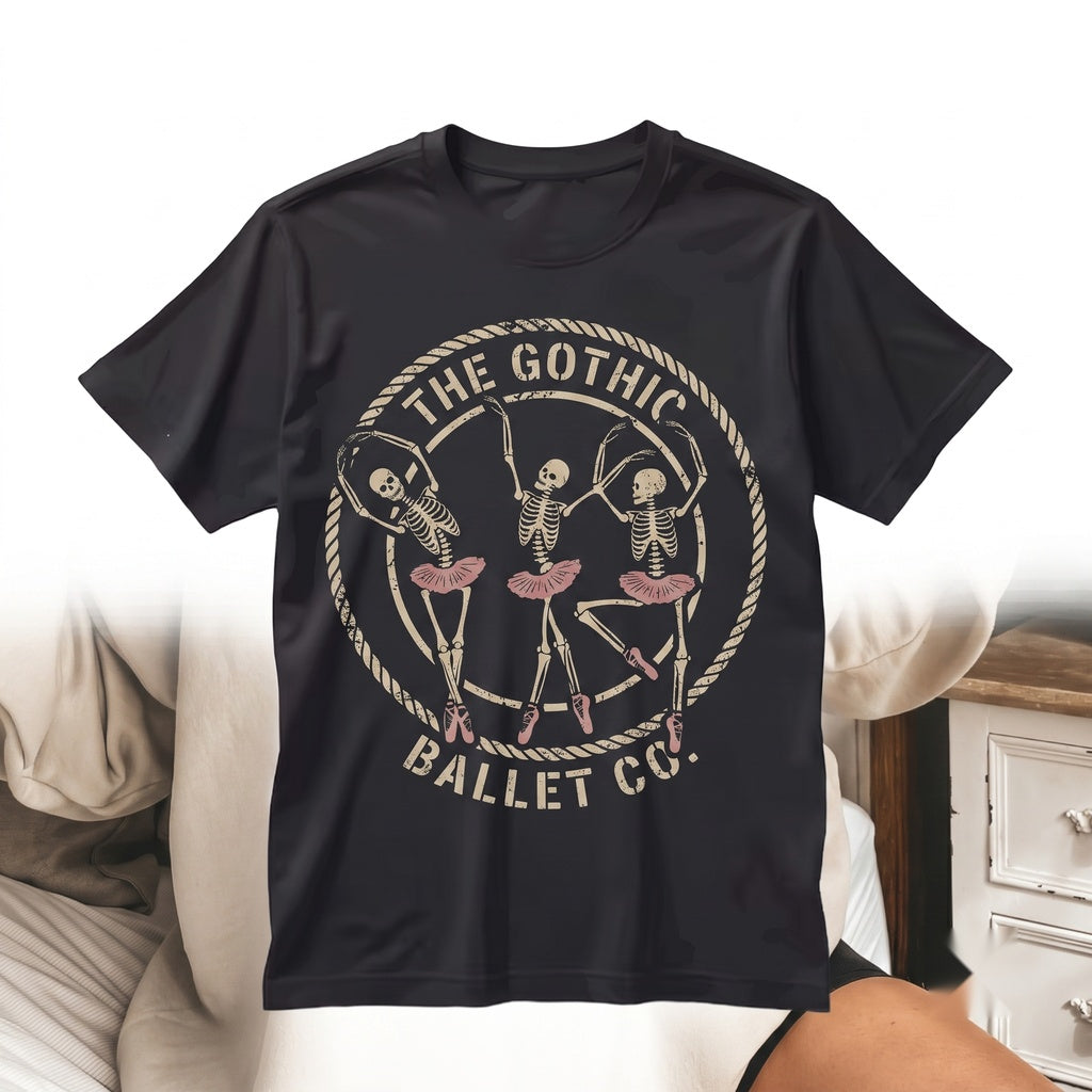 Ballerina Dancing Skeleton Halloween Spooky Fall Crewneck Unisex TShirt