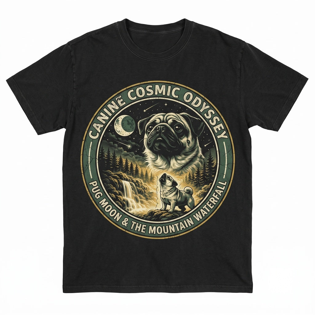 Funny Pug Howling at Full Moon Vintage 90s Retro Animal Dog Mom Silly Graphic Gift Unisex TShirt