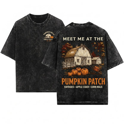Pumpkin Patch Autumn Graphic Unisex Wash T-Shirt