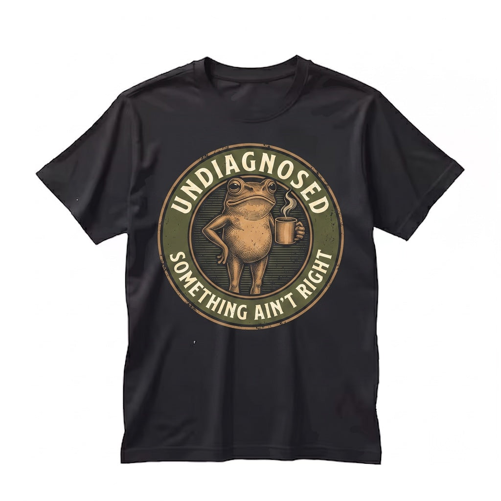 Undiagnosed But Something Aint Right Funny Frog Sarcastic Humor Mental Health Anxiety Graphic Unisex TShirt