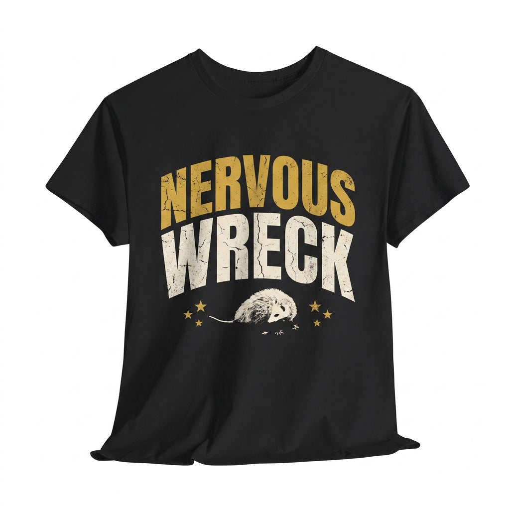Funny Nervous Wreck Opossum Graphic Anxiety Meme Novelty Cotton Unisex TShirt