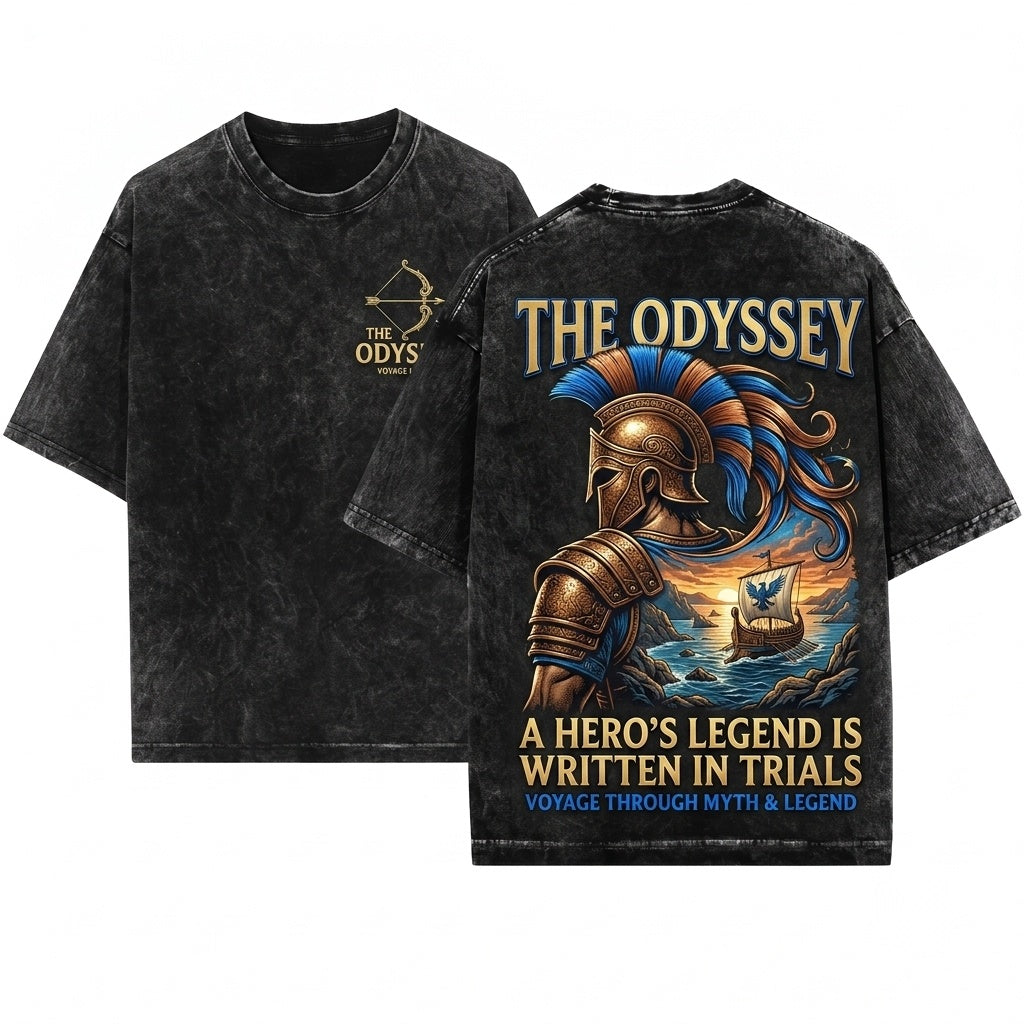 The Odyssey Agamemnon Helmet Logo Back Print Unisex Wash T-Shirt