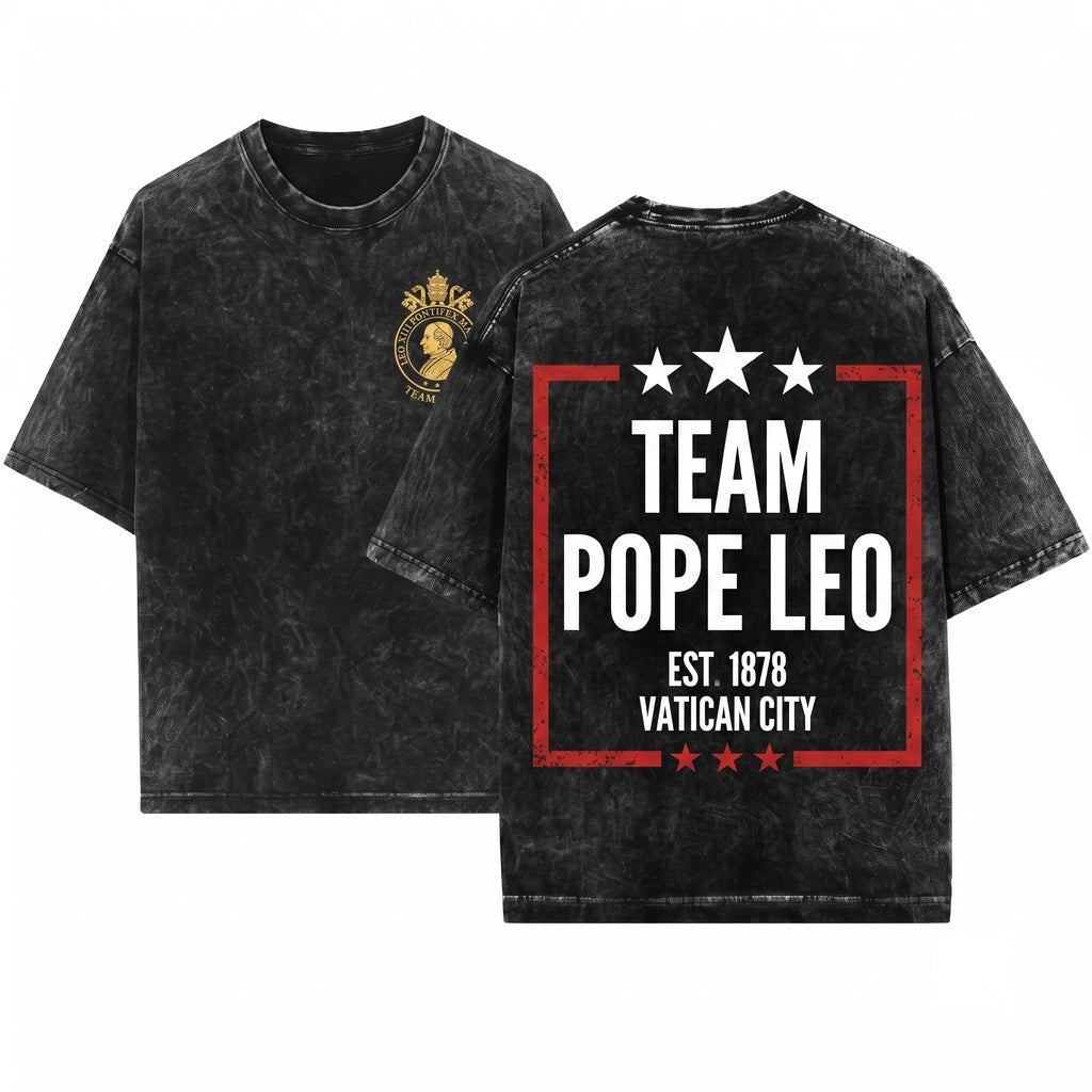Team Pope Leo XIV Catholic Faith Graphic Religious Event Support Gift Unisex Wash T-Shirt