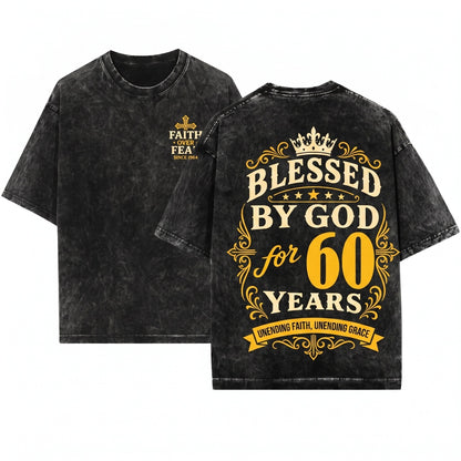 Blessed By God 60th Birthday Anniversary Faith Christian Gift Unisex Wash T-Shirt
