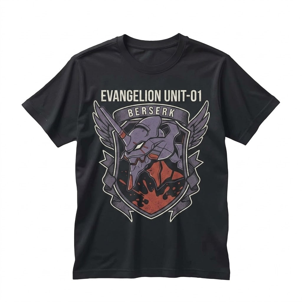Japanese Anime Robot EVA Mecha Unit 01 Graphic Crewneck Cotton Unisex TShirt