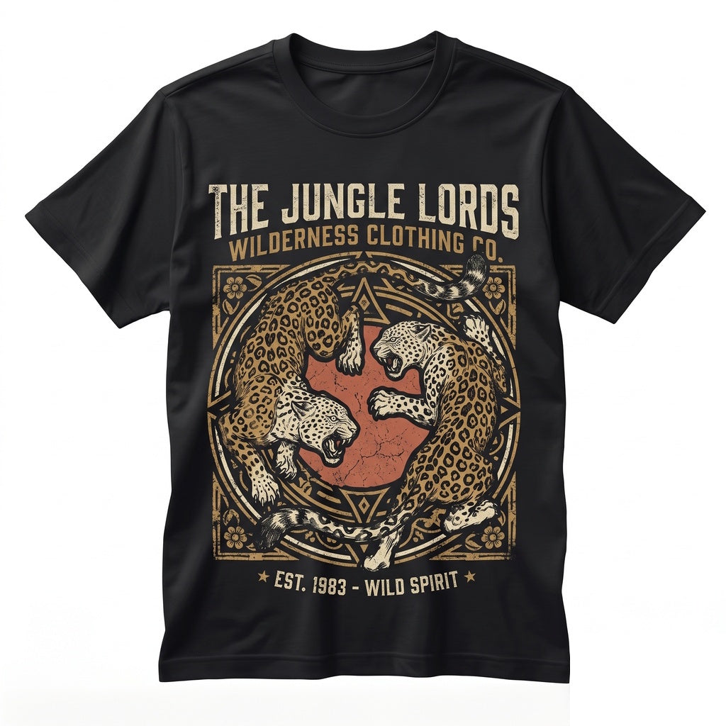 Vintage Leopard Fighting Graphic Retro Jungle Wildlife Engraved Big Cat Aesthetic Animal Gift Unisex TShirt