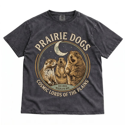 Vintage Three Prairie Dog Retro Graphic Moon Wildlife Novelty Funny Oversized Top Unisex TShirt