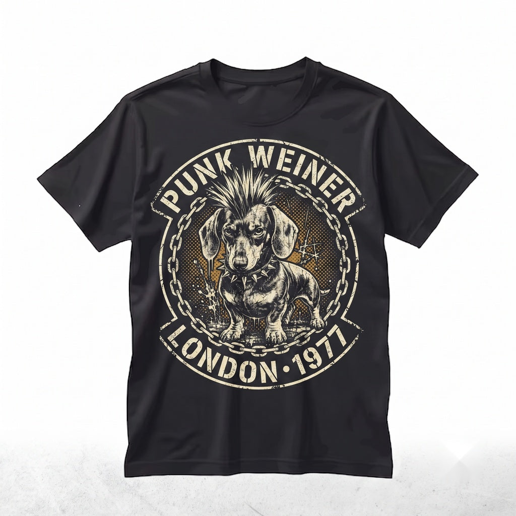 Funny Vintage Punk Dachshund Graphic Mohawk Sausage Dog Gothic Pet Lover Gift Mom Unisex TShirt