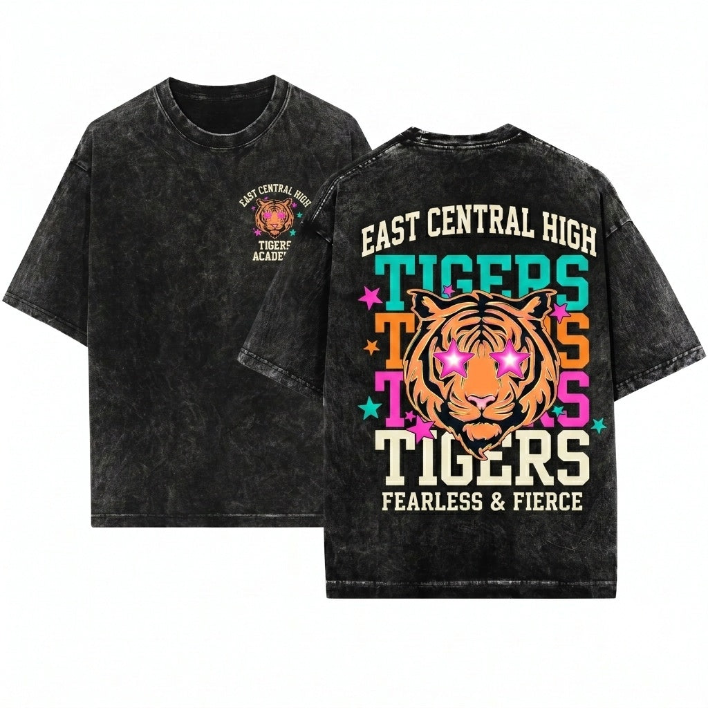 Custom Personalized Tigers School Spirit Team Game Day Cheer Girly Mascot Unisex Wash T-Shirt