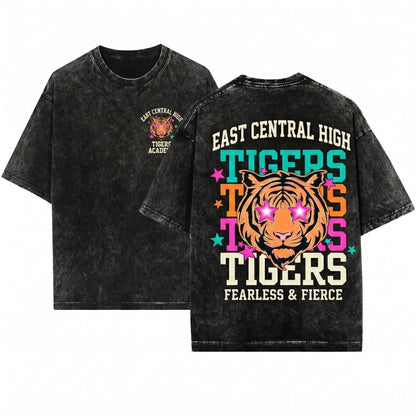 Custom Personalized Tigers School Spirit Team Game Day Cheer Girly Mascot Unisex Wash T-Shirt