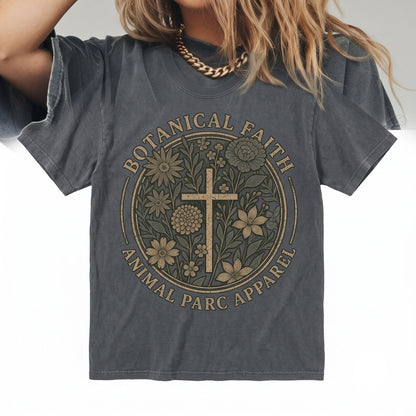 Christian Floral Cross Faith Based Bible Verse Graphic Jesus Gift Church Women Unisex TShirt
