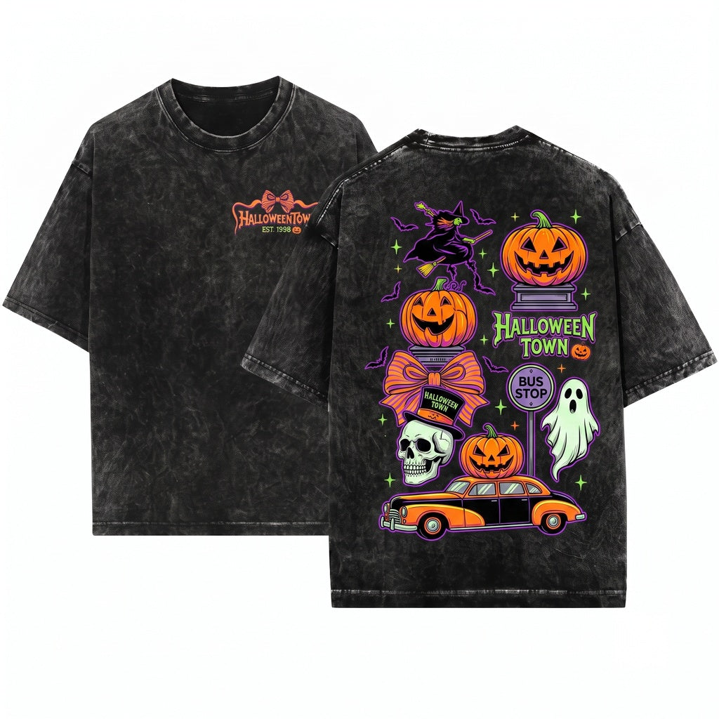 Vintage Retro 90s Spooky Town Halloween Est 1988 University Crewneck Sweatshirt Sweater Unisex Wash T-Shirt