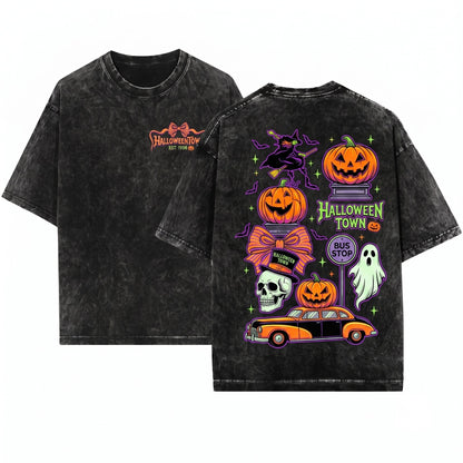 Vintage Retro 90s Spooky Town Halloween Est 1988 University Crewneck Sweatshirt Sweater Unisex Wash T-Shirt