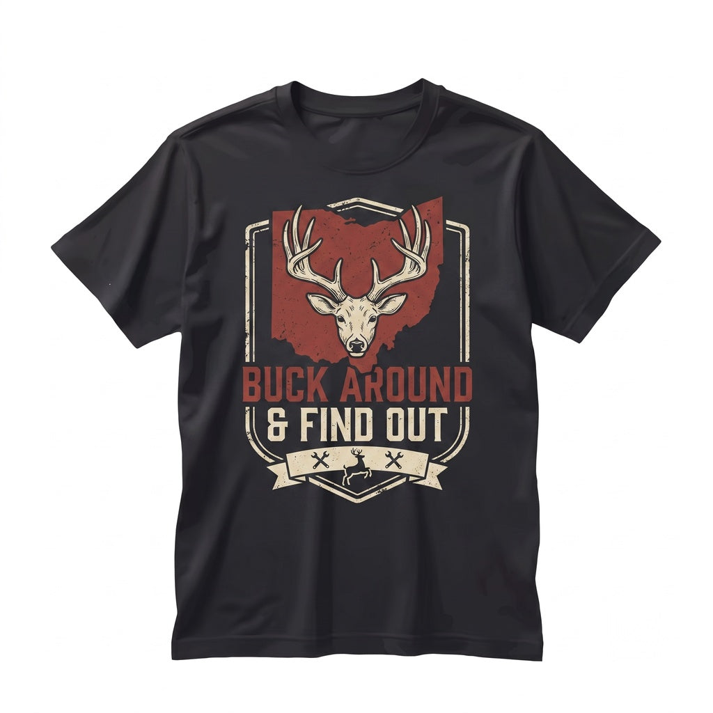 Funny Ohio State Map Buck Around And Find Out Football Game Day Graphic Unisex TShirt