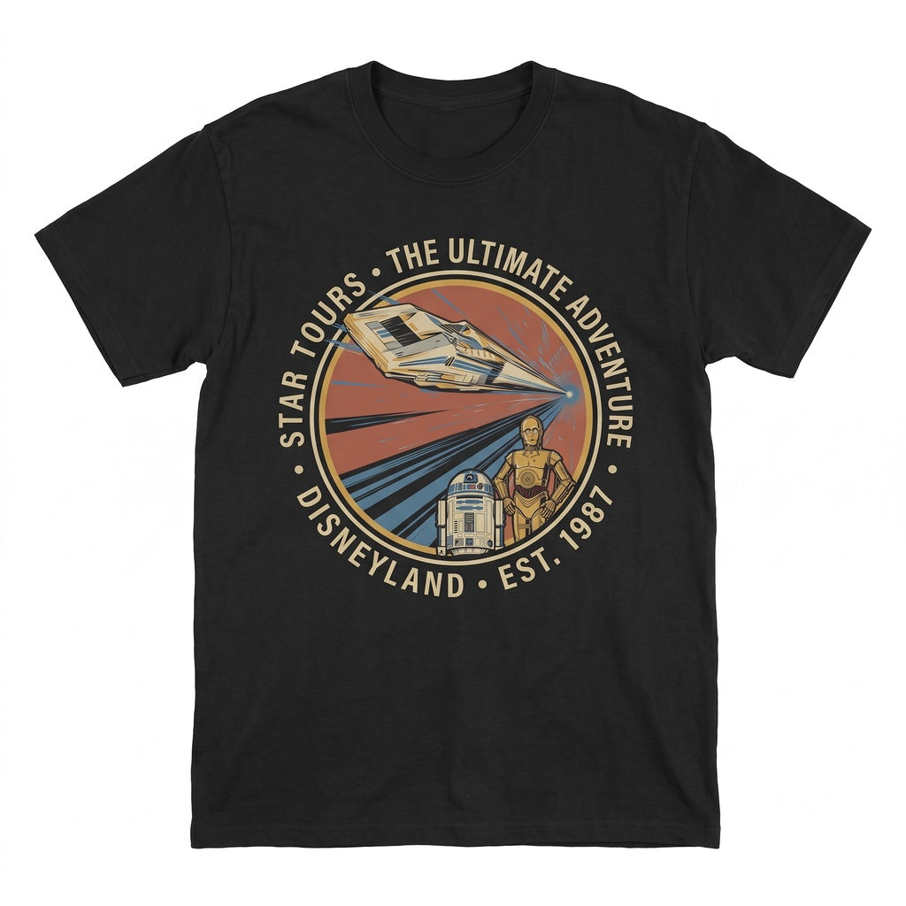 Vintage Retro Y2K Space Flight Galaxy Ride Theme Park Matching Unisex TShirt