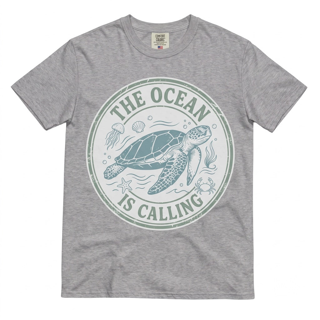 The Ocean Calling Sea Turtle Summer Vibes Beach Family Vacation Holiday Marine Lover Gift Unisex TShirt