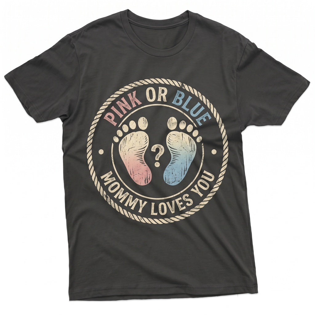 Pink Or Blue Mommy Loves You Gender Reveal Party Announcement Unisex TShirt