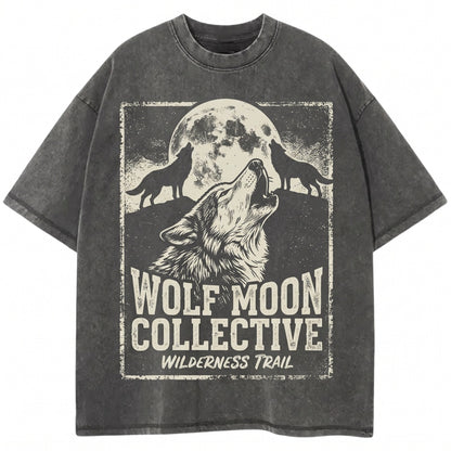 Vintage Three Wolves Moon Graphic Funny Meme Apparel, Unisex TShirt