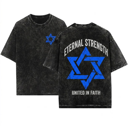 Israeli Flag Star Of David Jewish Heritage Patriotic Pride Gift Apparel Unisex Wash T-Shirt