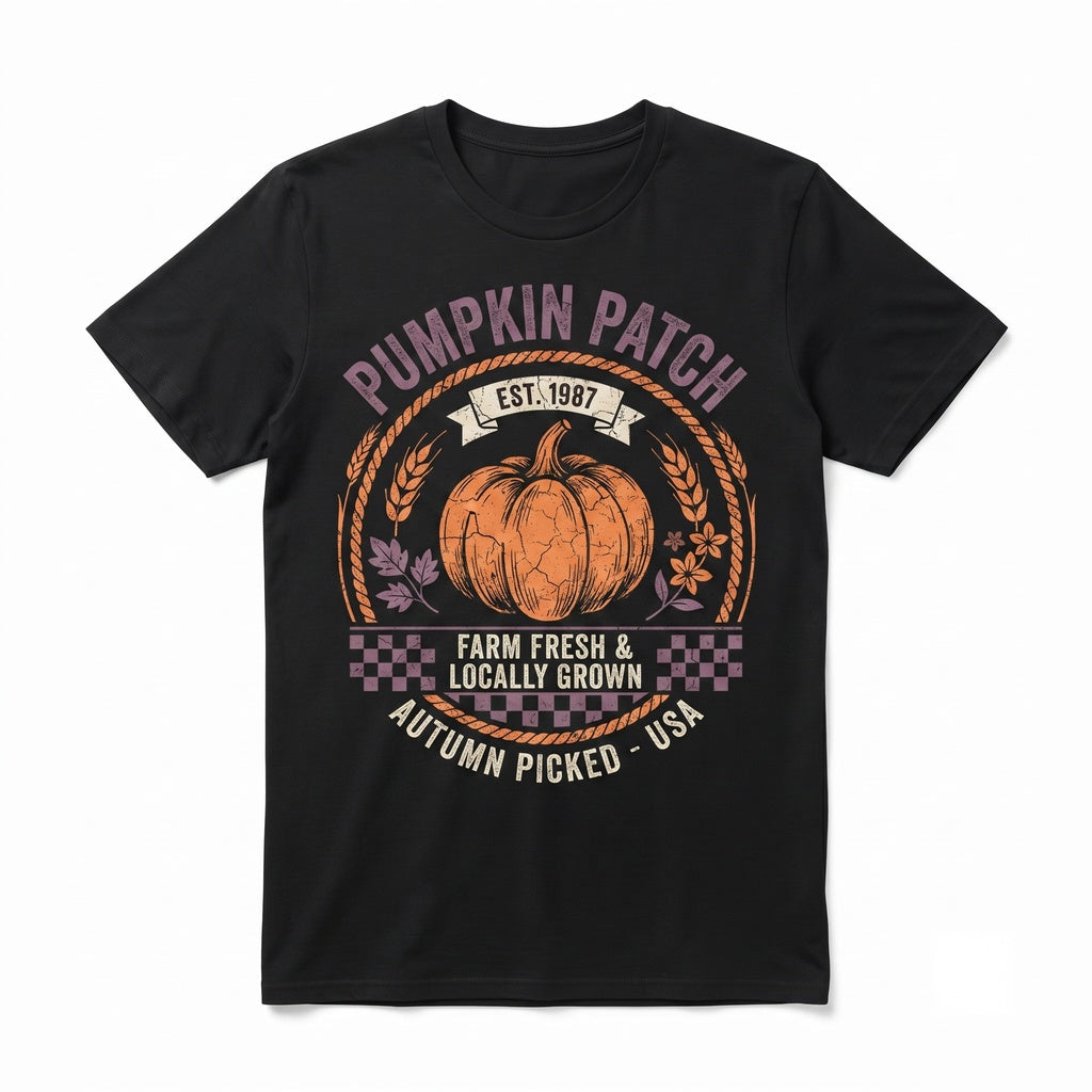 Pumpkin Patch Vintage Autumn Farm Fresh Retro Fall Graphic Apparel Unisex TShirt