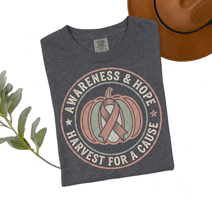 Pink Ribbon Breast Cancer Awareness Pumpkin Fall Support Squad Graphic Unisex TShirt