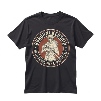 Japanese Anime Battousai Swordsman Graphic Cotton Short Sleeve Crewneck Unisex TShirt