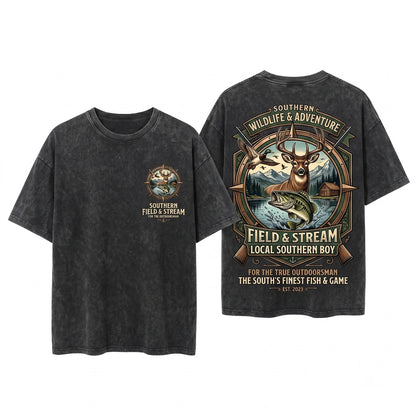 Local Deer Duck Camo Fishing Hunting Outdoors Unisex Wash T-Shirt