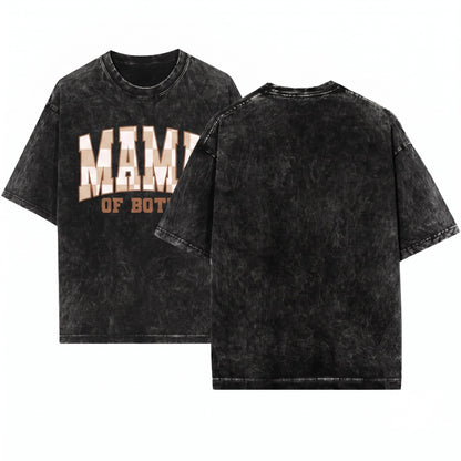 Checkered Boho Varsity Mama of Both Mothers Day Gift Unisex Wash T-Shirt